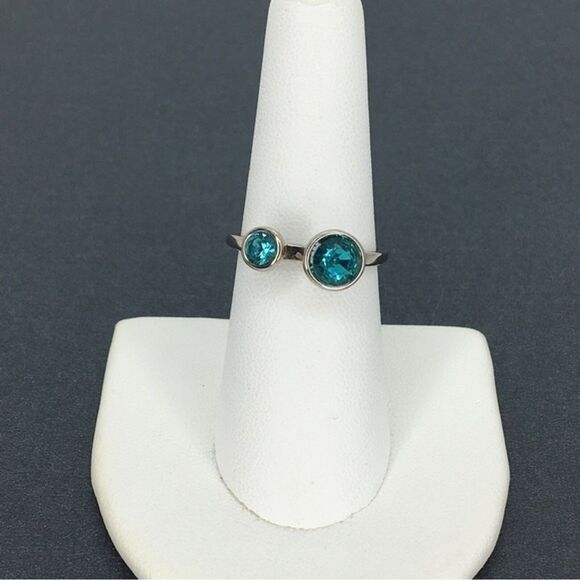 Vintage NVC Nataliya V.‎ Collister Ring Silver Teal Mother Child Estate Sz. 7 - Picture 3 of 5